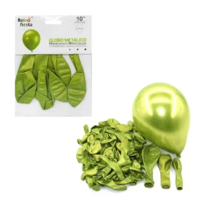 Paquete de 6 globos metálicos color verde de 10 pulgadas, reino fiest…