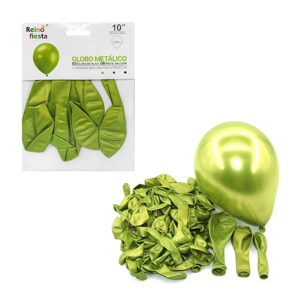 Paquete de 6 globos metálicos color verde de 10 pulgadas, reino fiest…