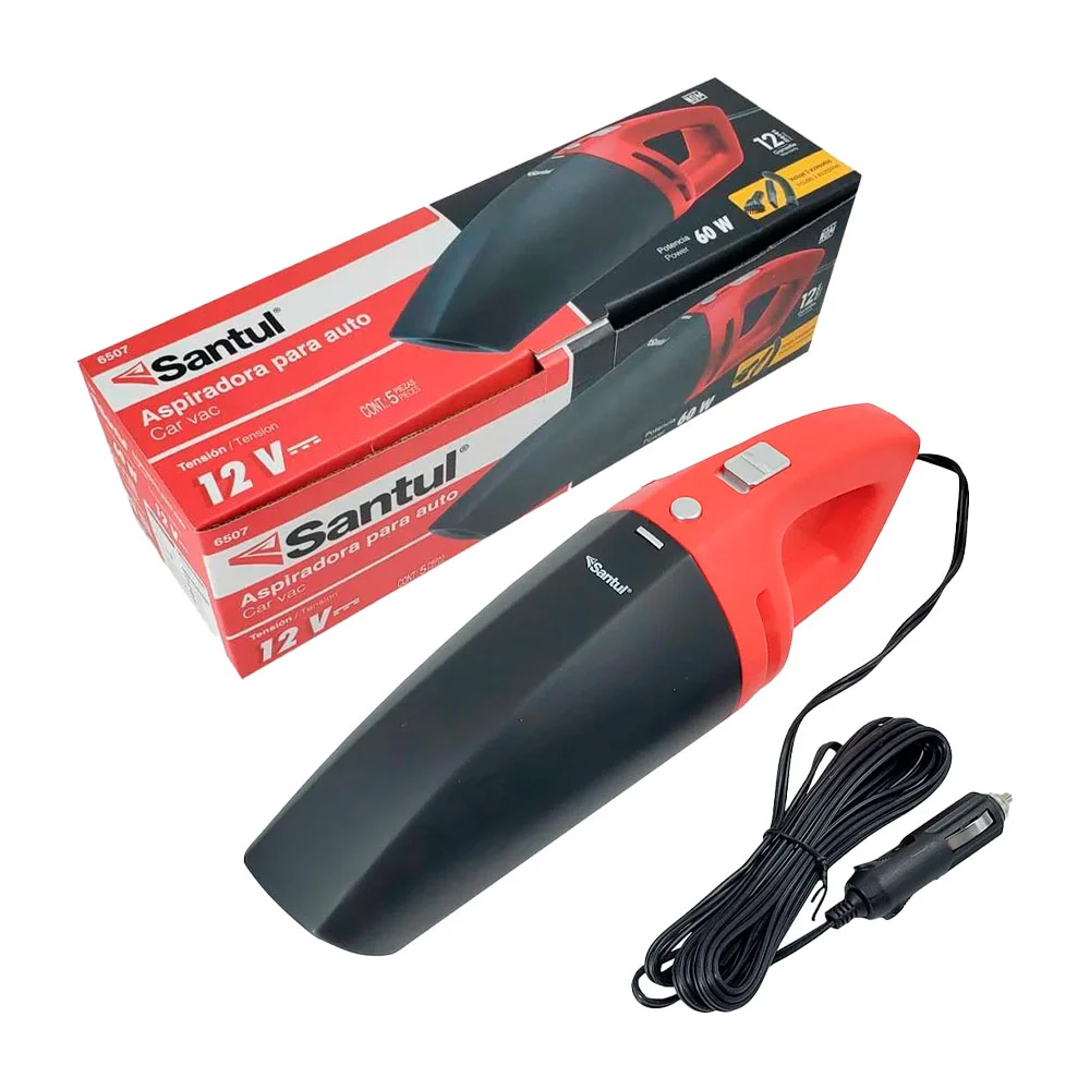 Aspiradora eléctrica manual multifuncional para automóvil con cable de alimentación y 3 accesorios para limpieza 12v y potencia de 60w / santul / 6507