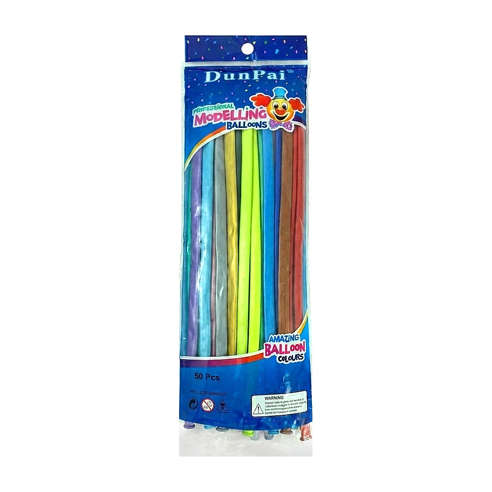 Paquete con 50pcs de globos gusano salchicha en tono metálico y color…
