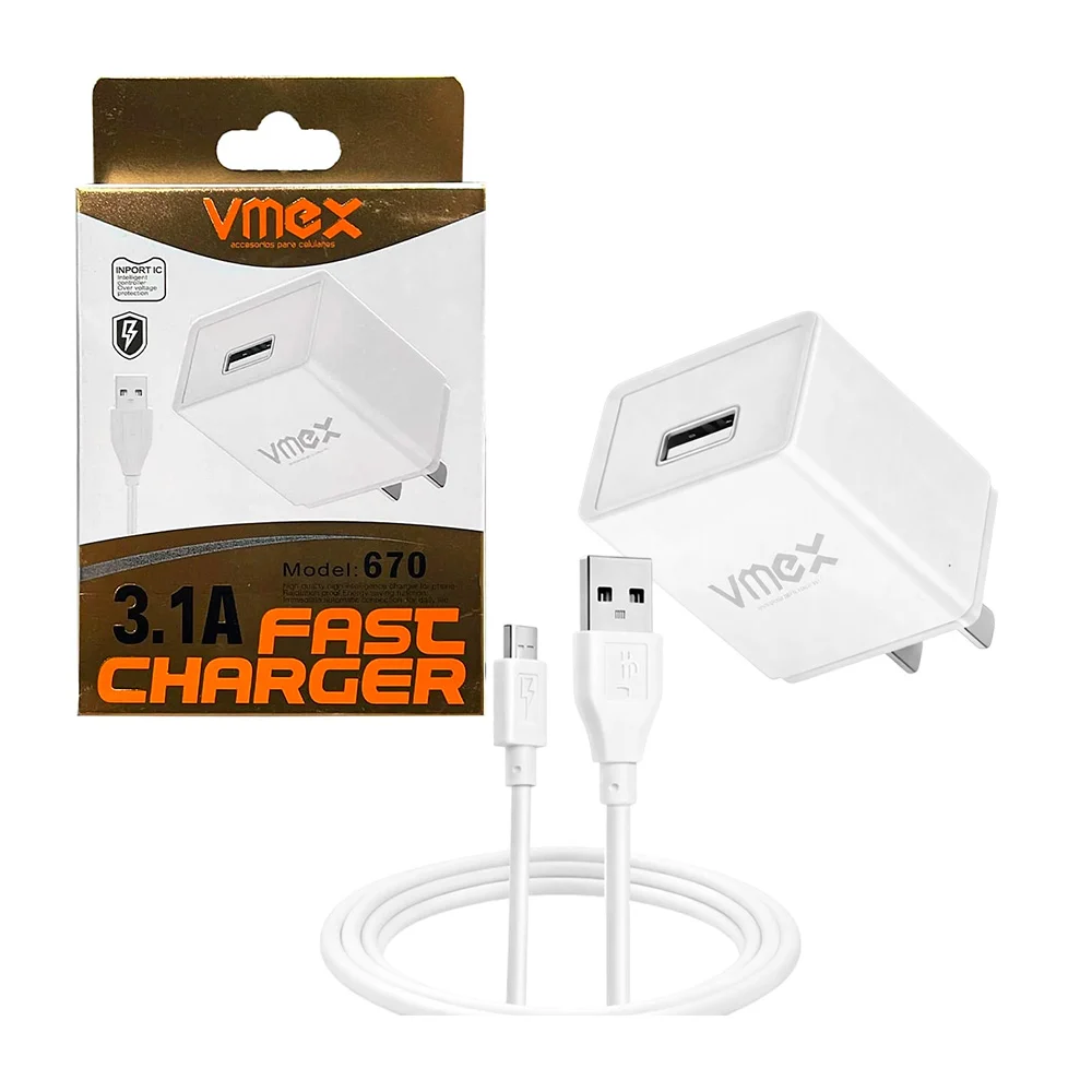 Combo cubo cargador vmex con puerto usb y cable usb-c de carga rápida ...