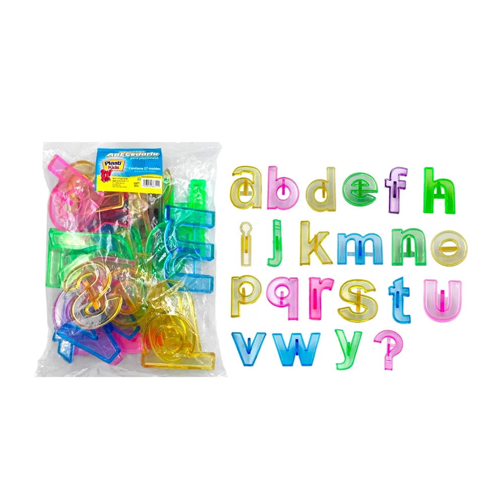 Paquete con 27 moldes para plastimasa plasti kids con forma del abece…