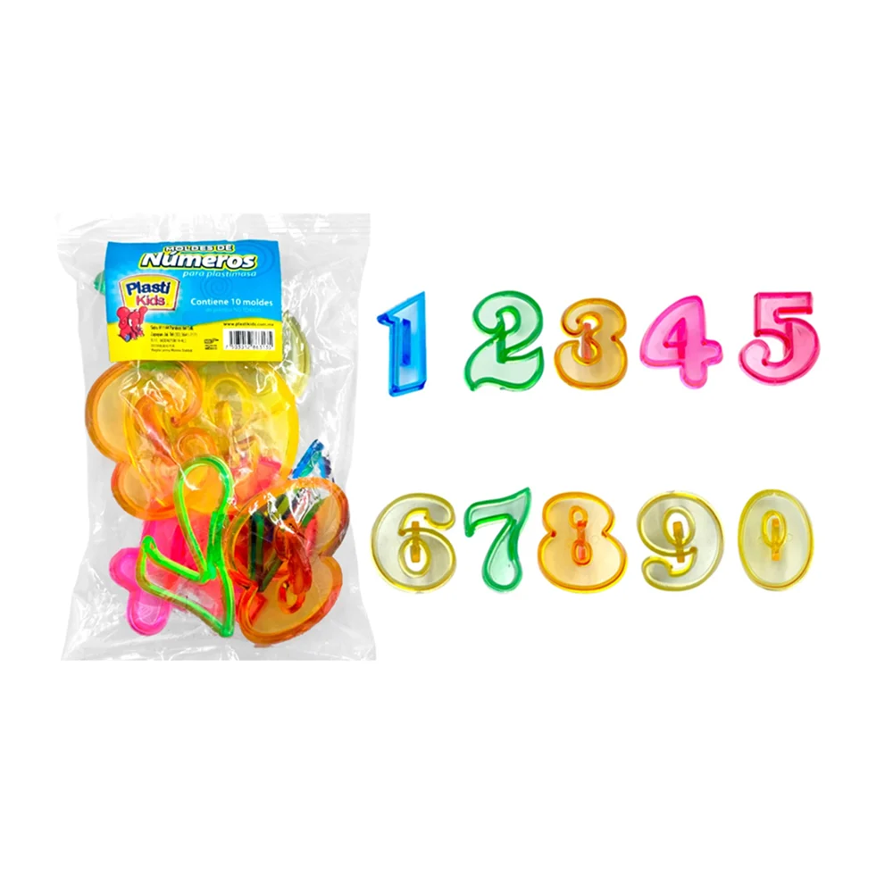 Paquete con 10 moldes para plastimasa plasti kids con forma de número…