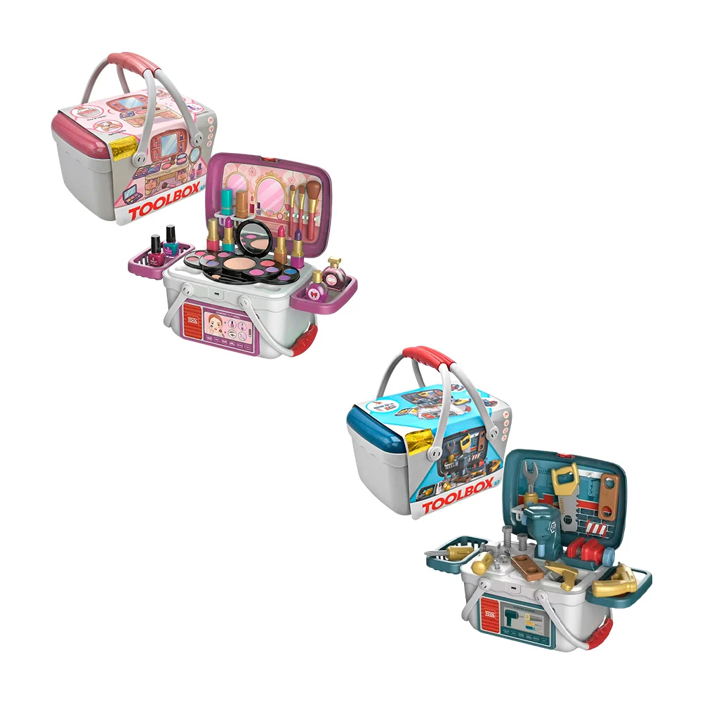Estuche - canasta infantil, temática de cosméticos o herramientas 26p…
