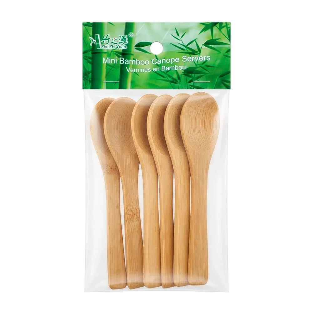 Paquete con 6 cucharas de madera bambú, 15 cm cada una / a4598 / kitc…