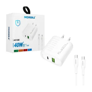 Combo cargador moreka con cubo entrada usb y tipo-c y cable de 1 metr…