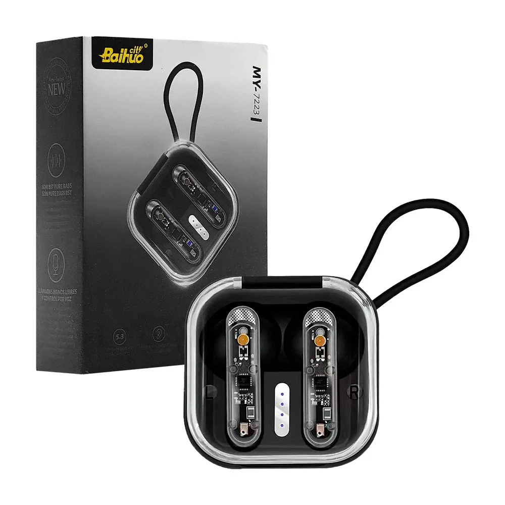 Mini audífonos inalámbricos baihuo con estuche de carga transparente …