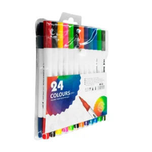 Estuche con 24 plumones / marcadores de doble punta, variedad de colo…