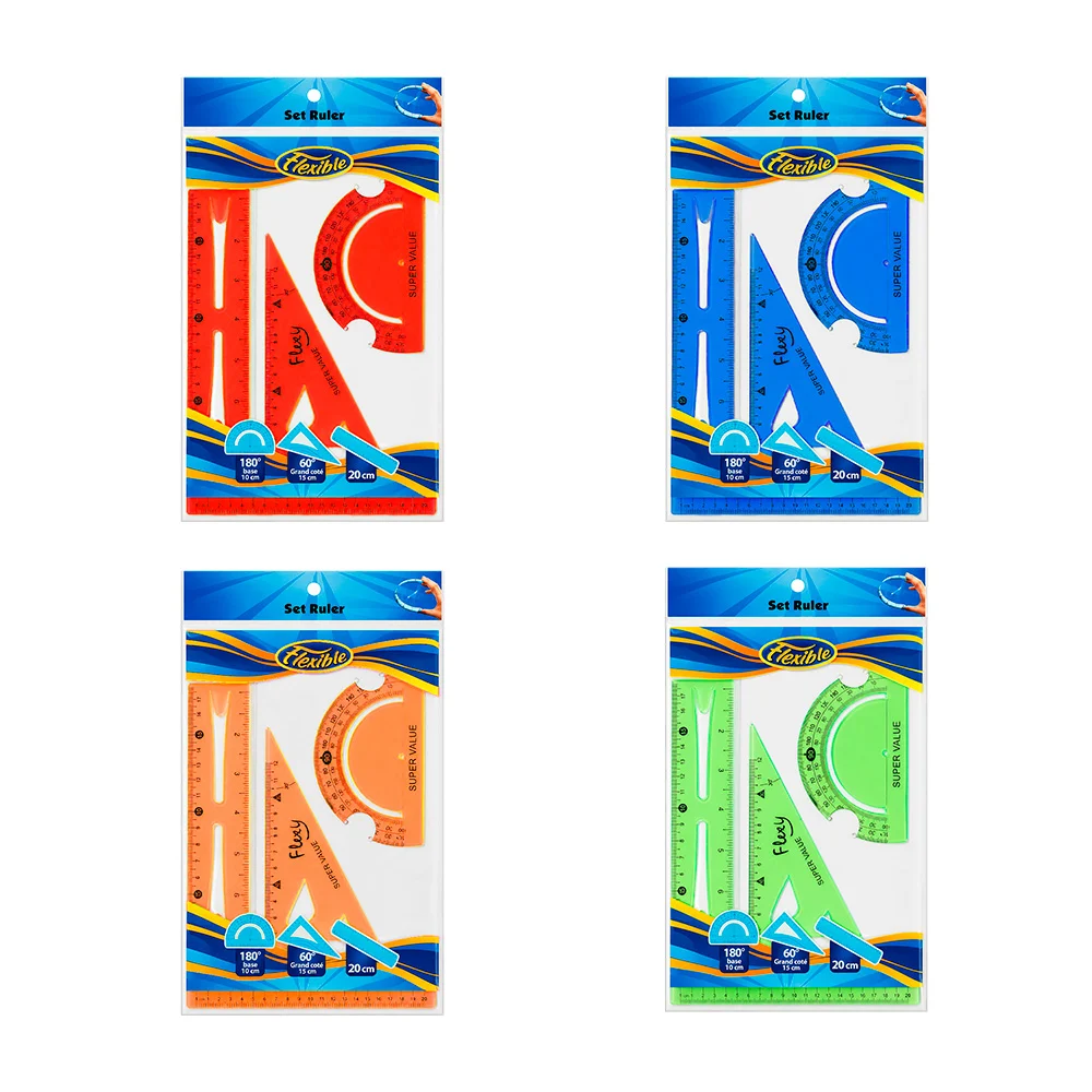 Juego de geometría flexible de 3 piezas, con regla de 20cm, variedad …