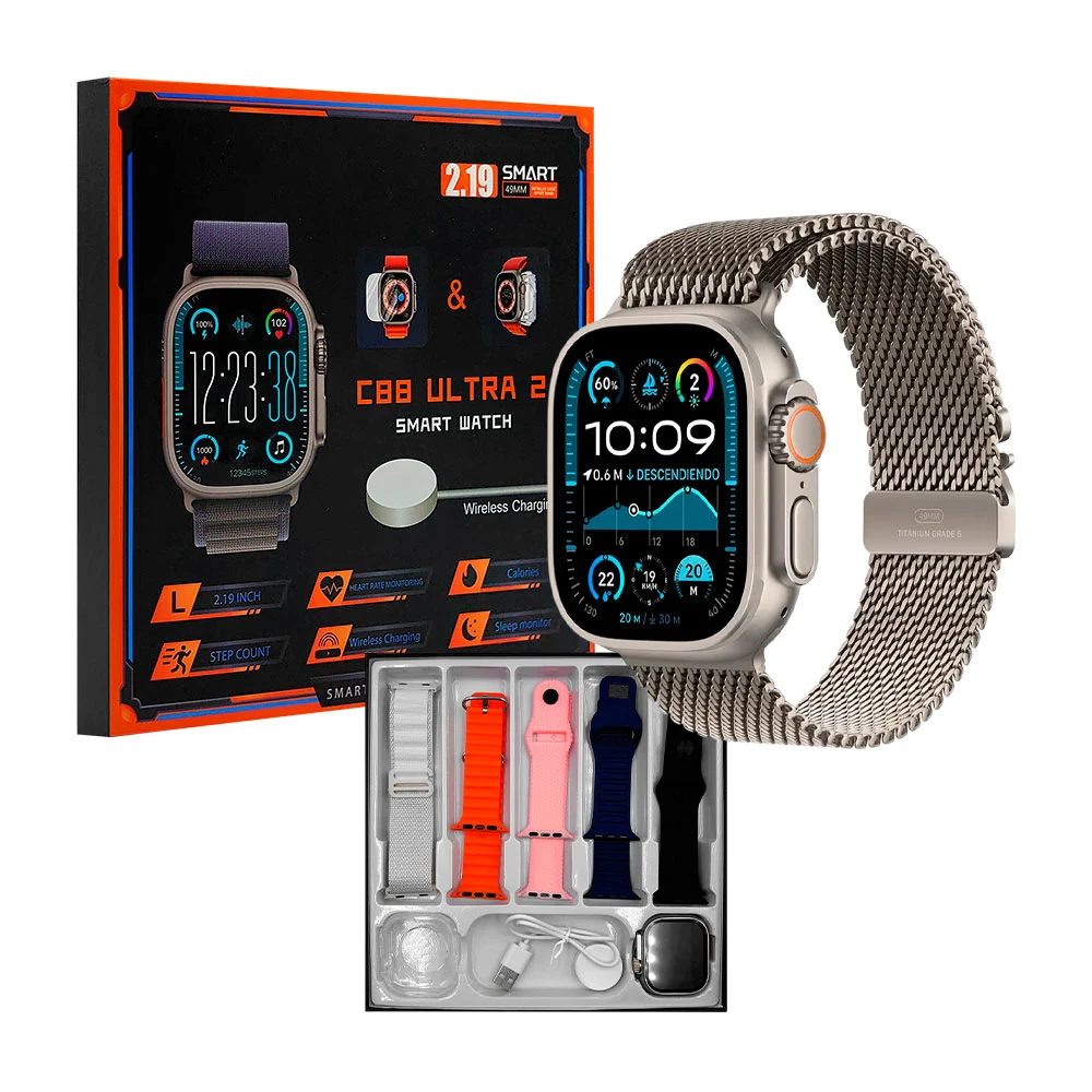 Kit de smartwatch c88 ultra 2 con 5 correas intercambiables + funda, …