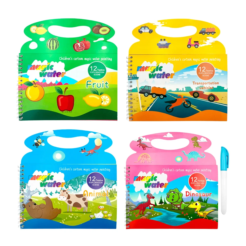 Libro mágico infantil para colorear con agua, 3 cartoncillos y plumón…