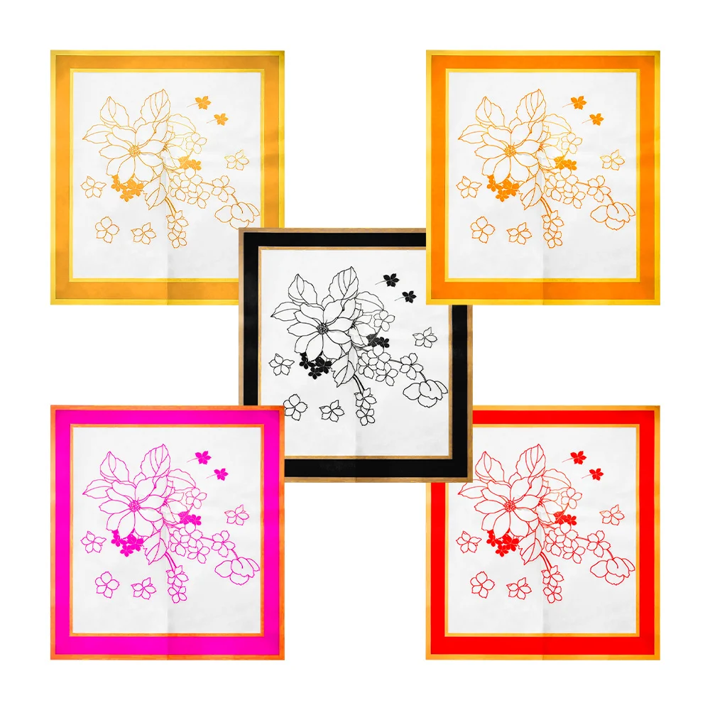 Paquete con 20 pliegos, papel coreano estampado de flores con borde, …