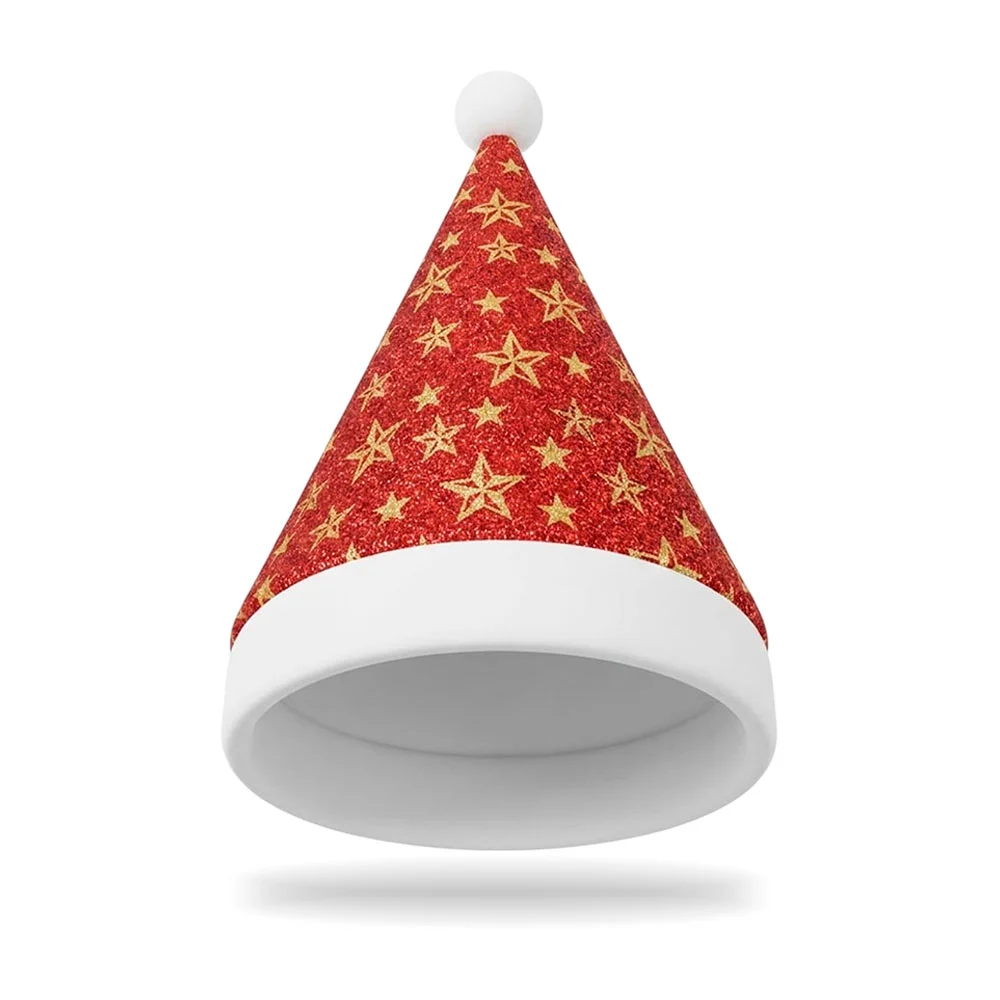 1pza Gorro navideño de tela metálica brillosa con estampado de estrel…