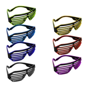 1pza Lentes negros para fiesta con luces led de pila, variedad de col…