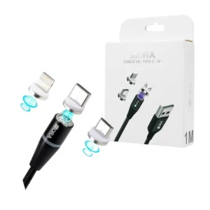 Cable usb 1hora de 1 metro con 3 entradas intercambiables v8, lightni…