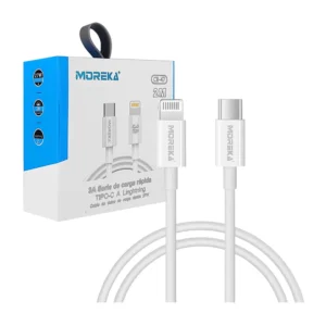 Cable moreka de 2 metros con entrada tipo c a lightning para carga rá…