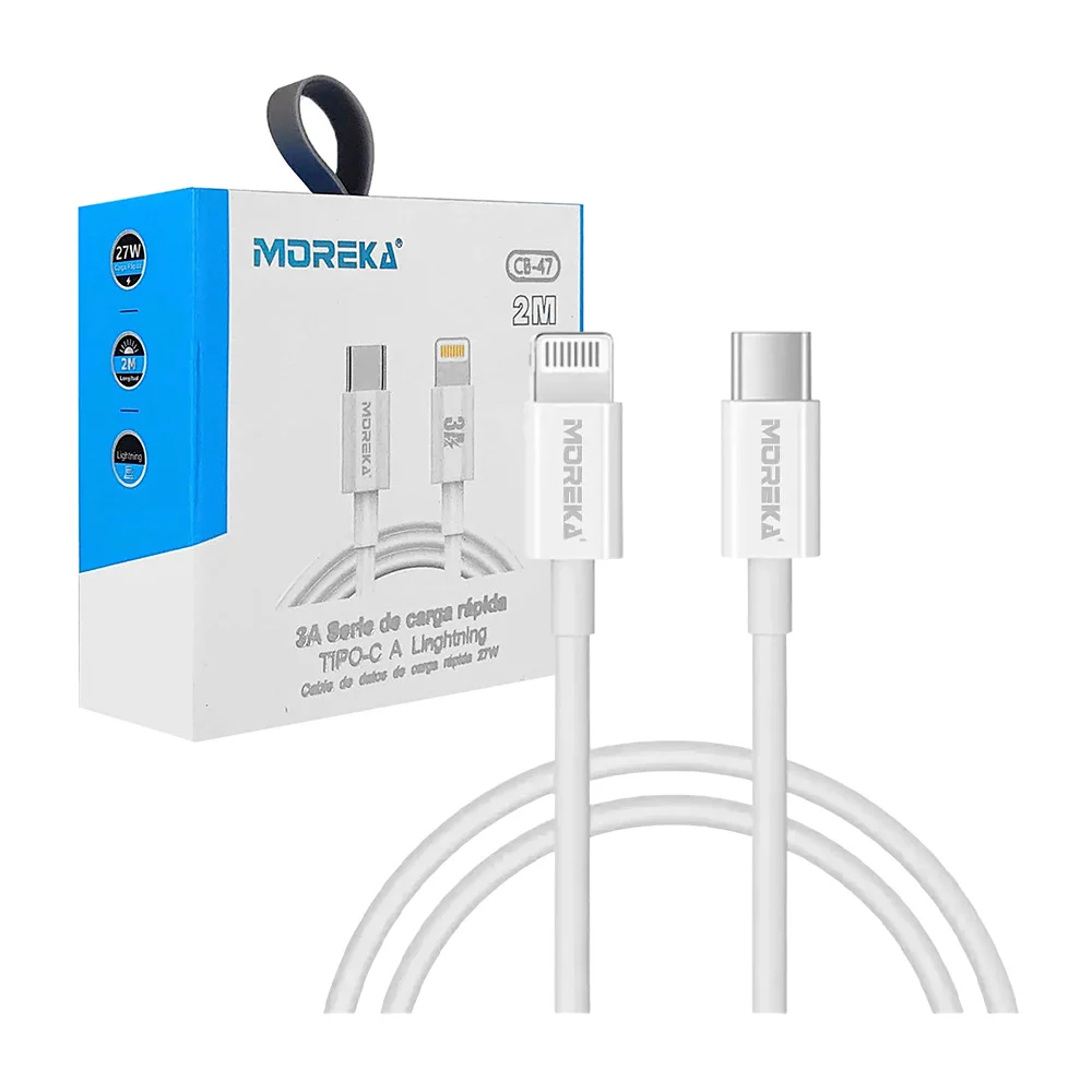 Cable moreka de 2 metros con entrada tipo c a lightning para carga rá…