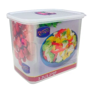 Tupper transparente de plástico, tapa de silicón con capacidad de 1.2…
