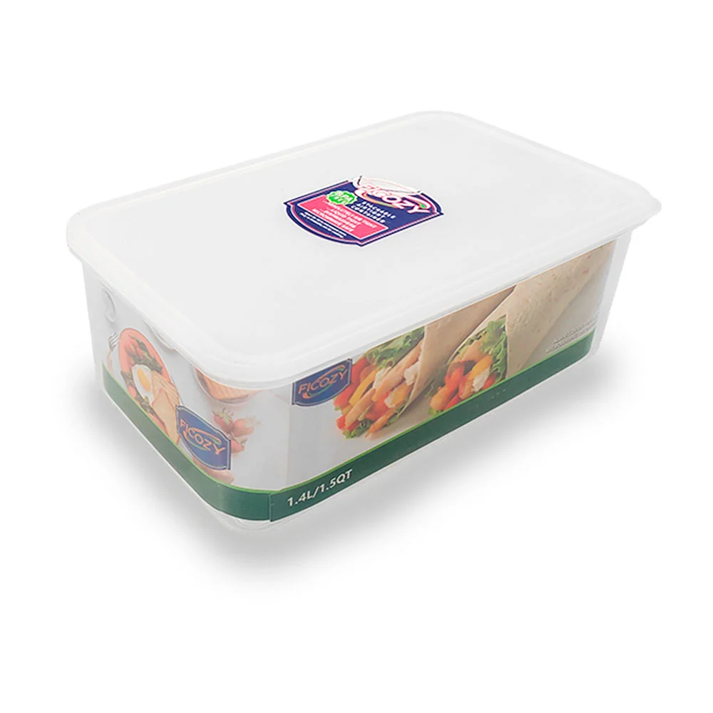 Tupper transparente rectangular de plástico, tapa de silicón, capacid…