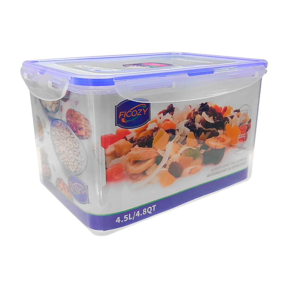 Tupper transparente rectangular con cierre hermético, capacidad de 4.…