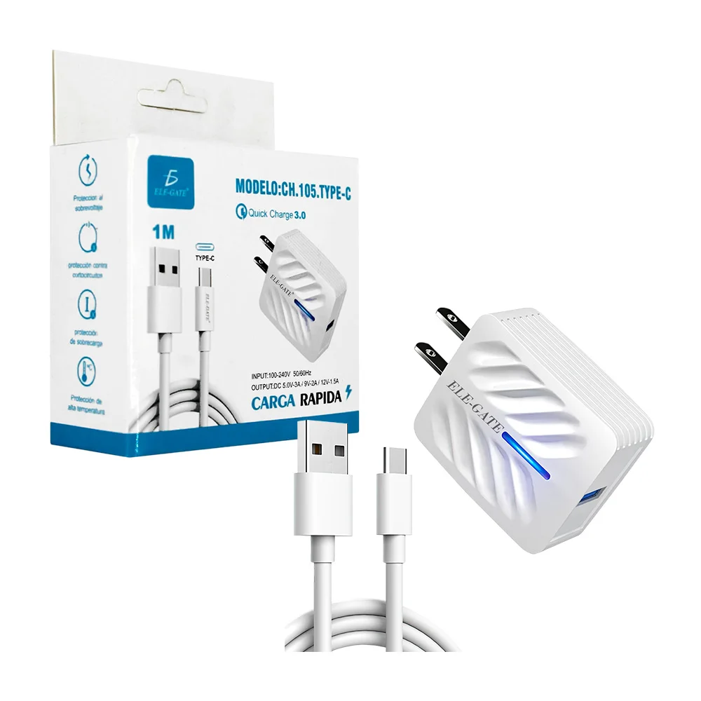 Combo cargador usb ele-gate quick charge 3.0 con entrada tipo c para …