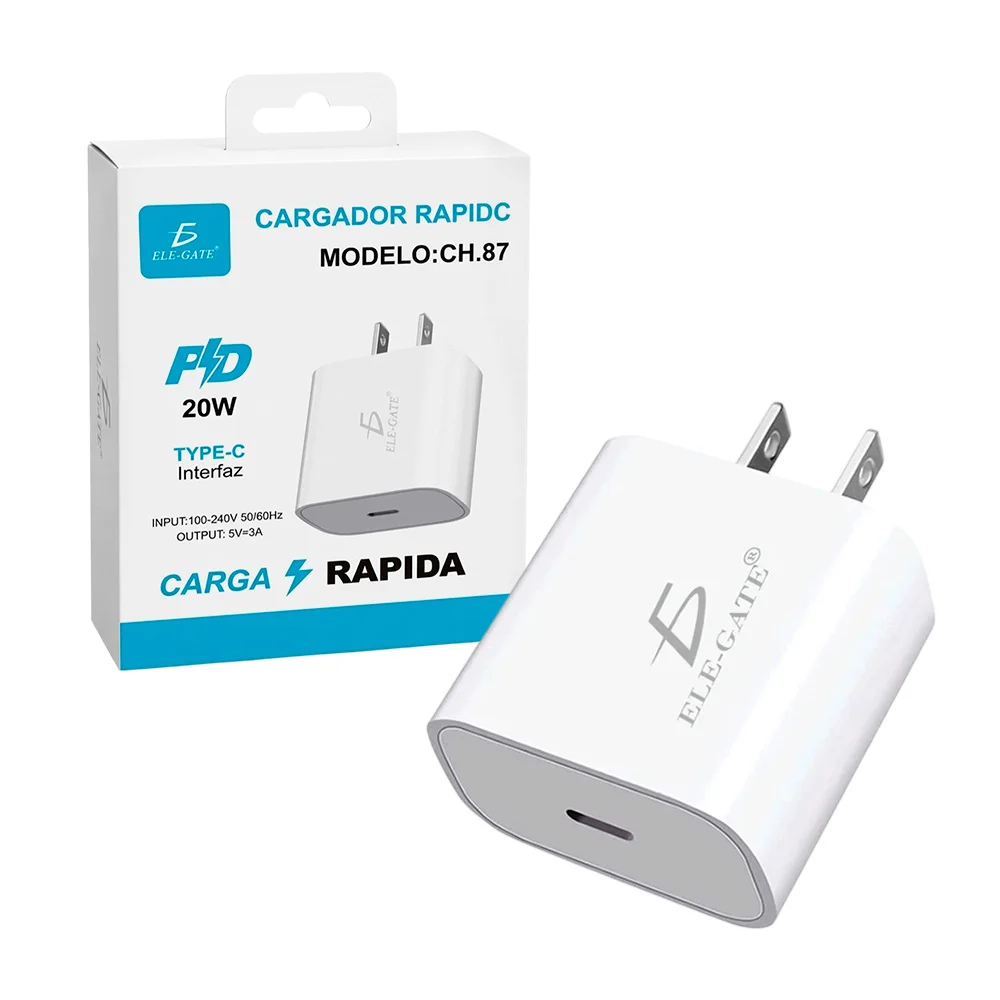 Cargador de carga rápida pd tipo c usb celular 20w