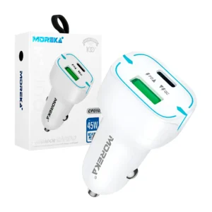 Cargador para carro moreka de 45w con puerto usb y entrada tipo-c / c…