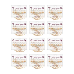 Paquete con 12 blíster con 12 pares de aretes de fantasía, variedad d…