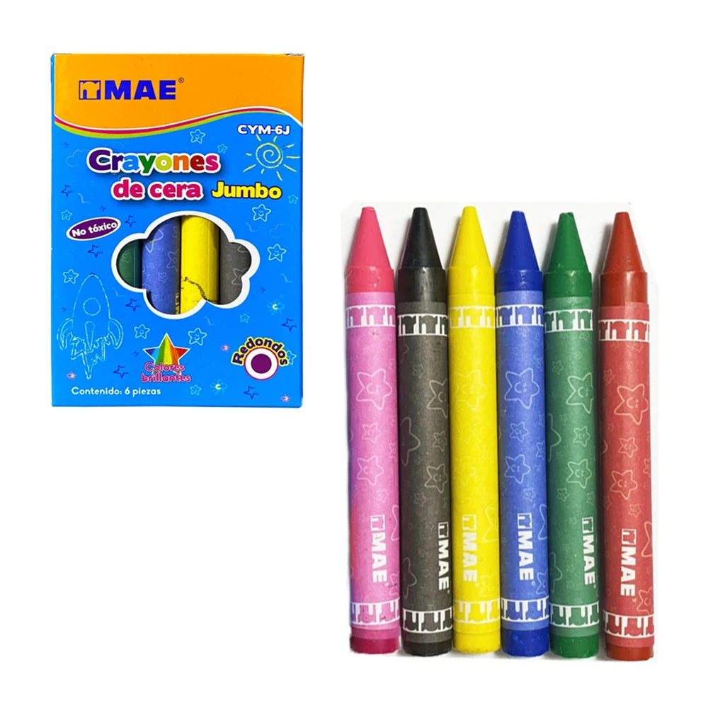 Caja con 6 crayolas crayones mae jumbo de cera, variedad de colores /…