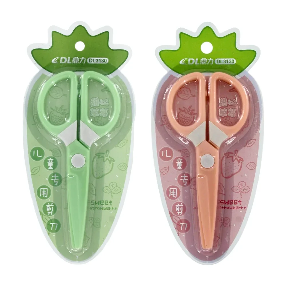 1pza Tijeras de plástico circulo blanco, variedad de colores dl3130