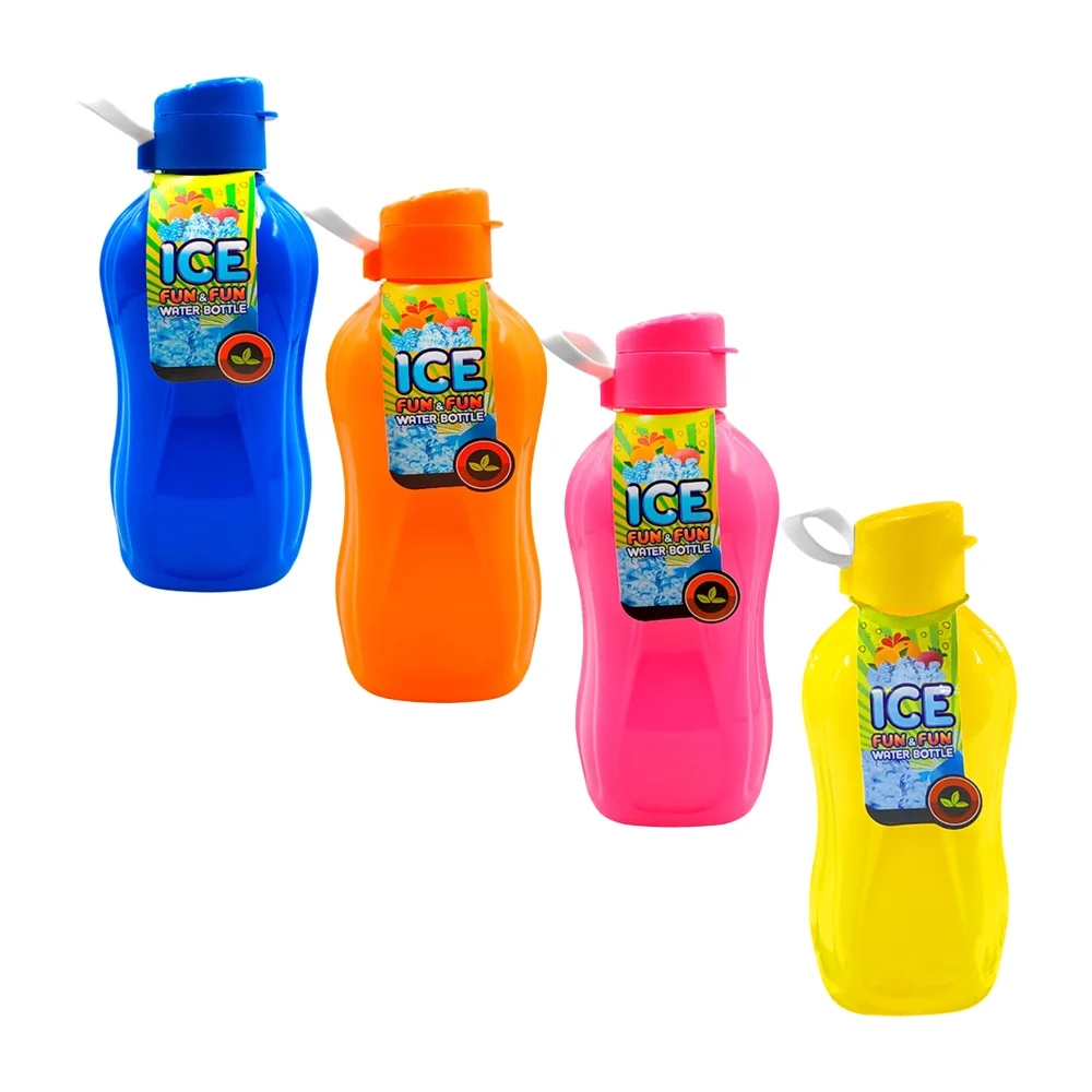 Botella de plástico de 1L cilíndrica con asa, variedad de colores