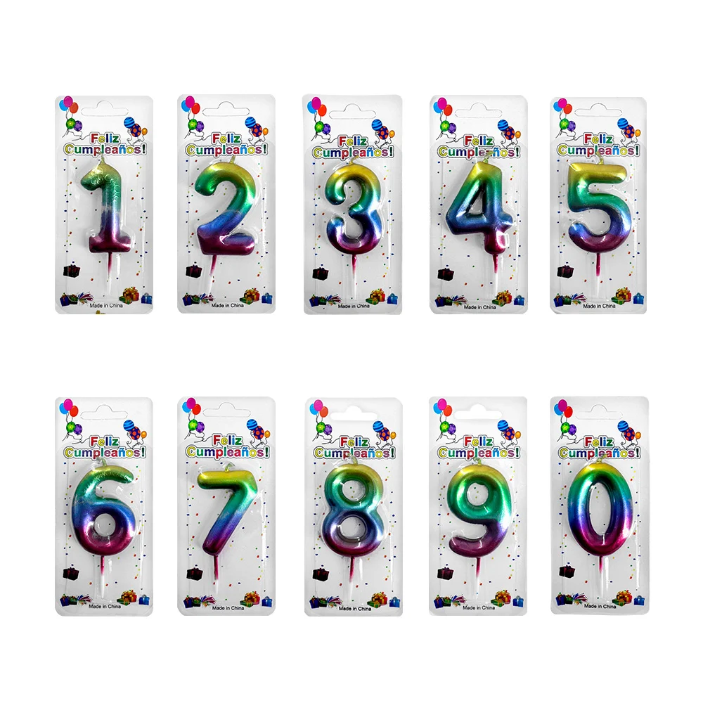 1pz Vela multicolor para cumpleaños de 10cm con diseño de número, var…
