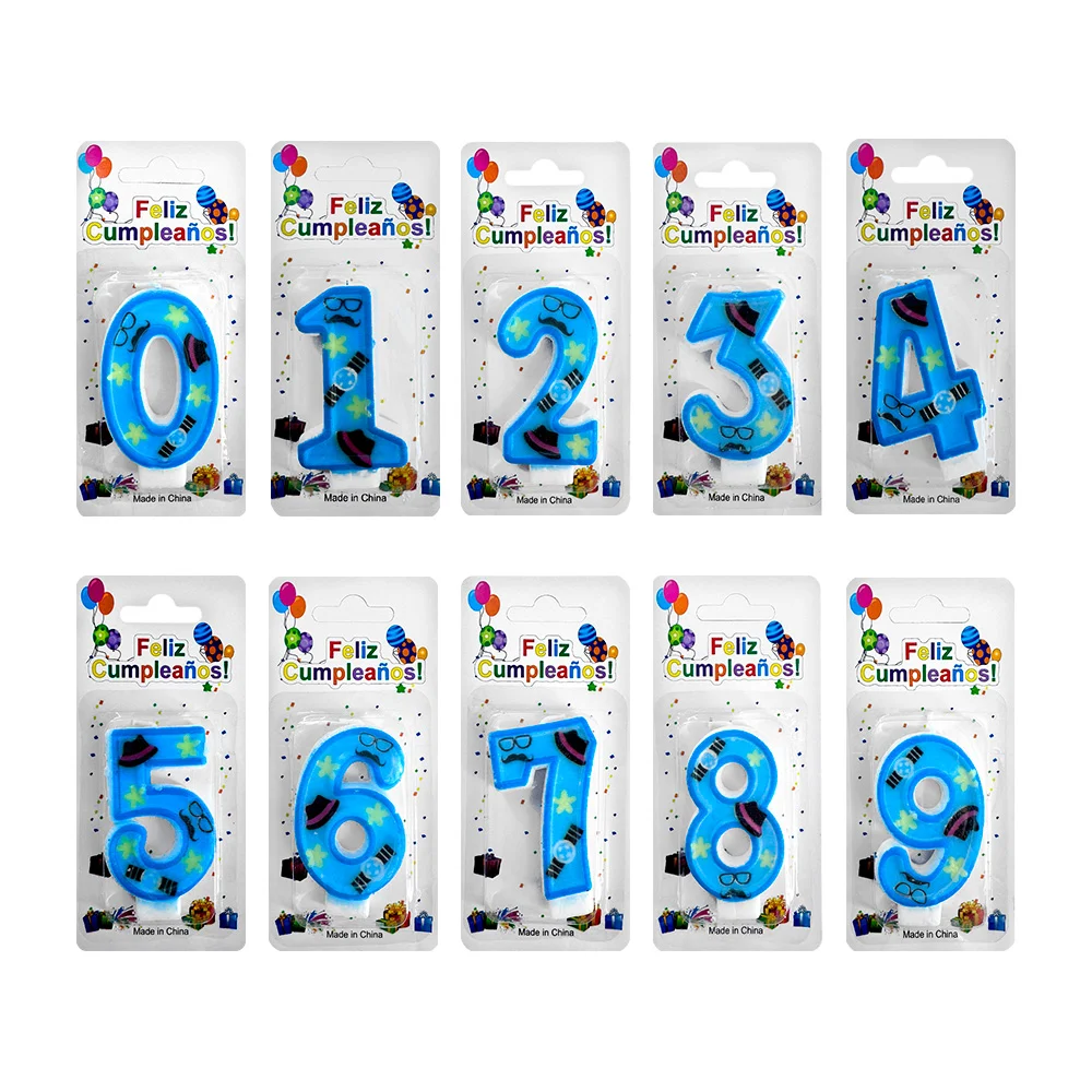1pz Vela para cumpleaños con estampado hípster, variedad de número