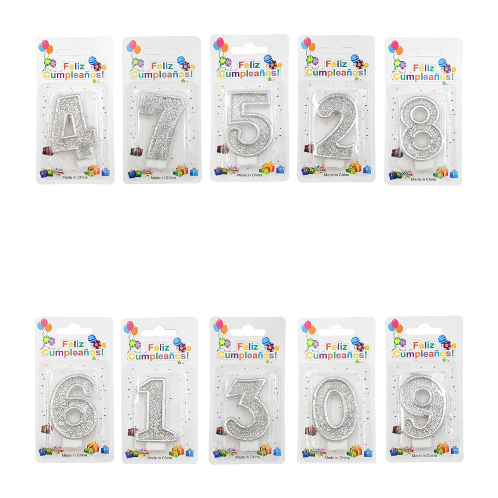 1pz Vela para cumpleaños plata de brillantina con bordes elevados, va…