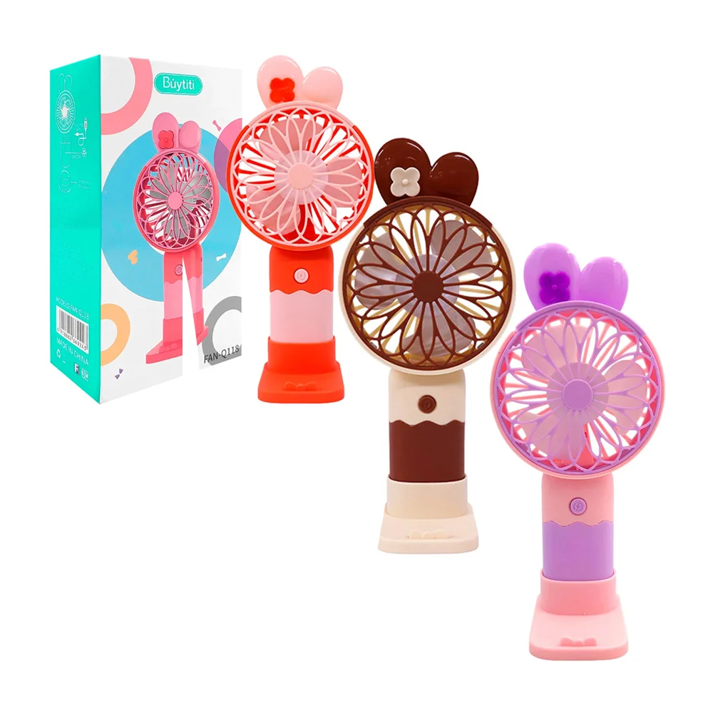 Ventilador de mano recargable buytiti con orejas de conejo y base con…