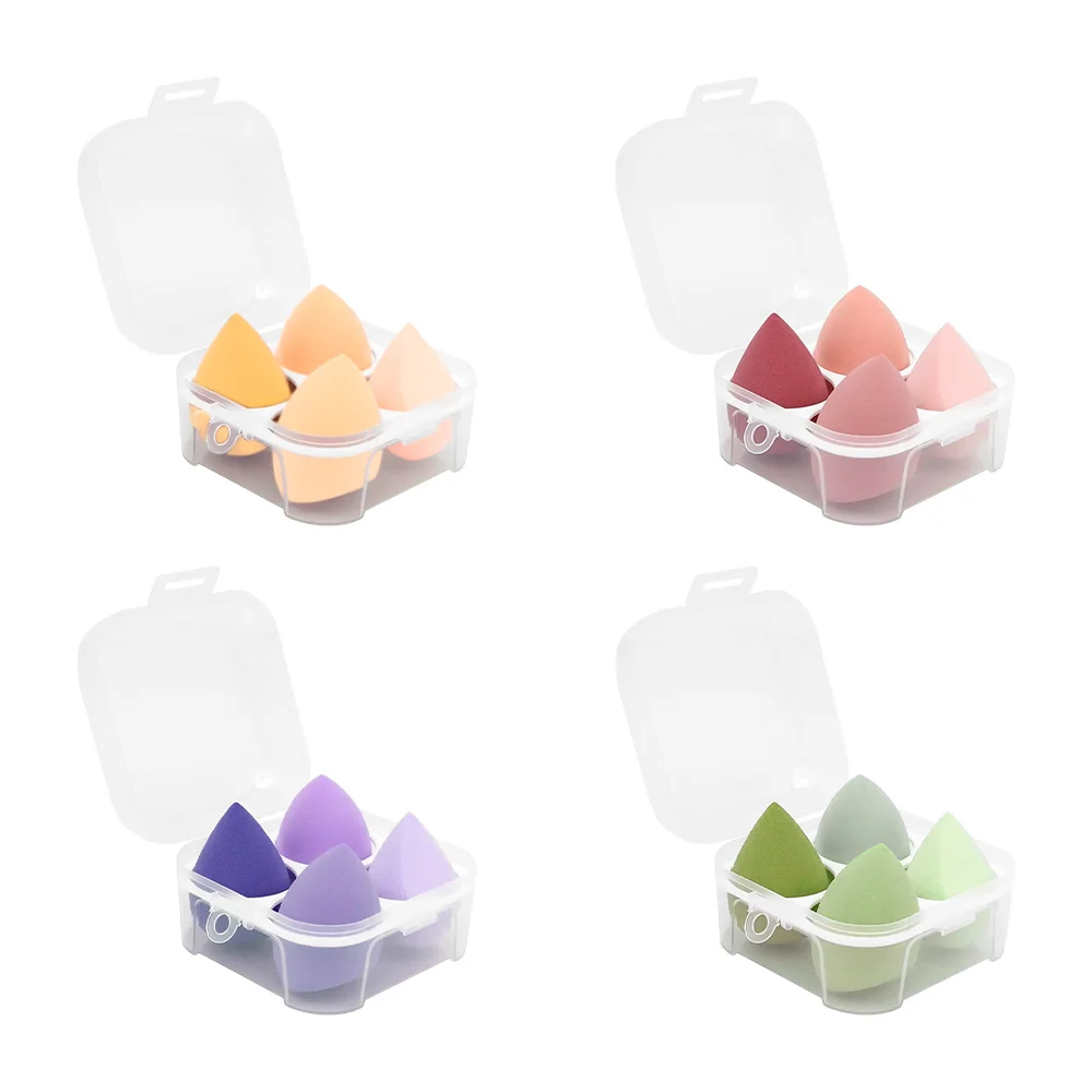 Estuche de plástico cuadrado con 4 esponjas para maquillaje, variedad…