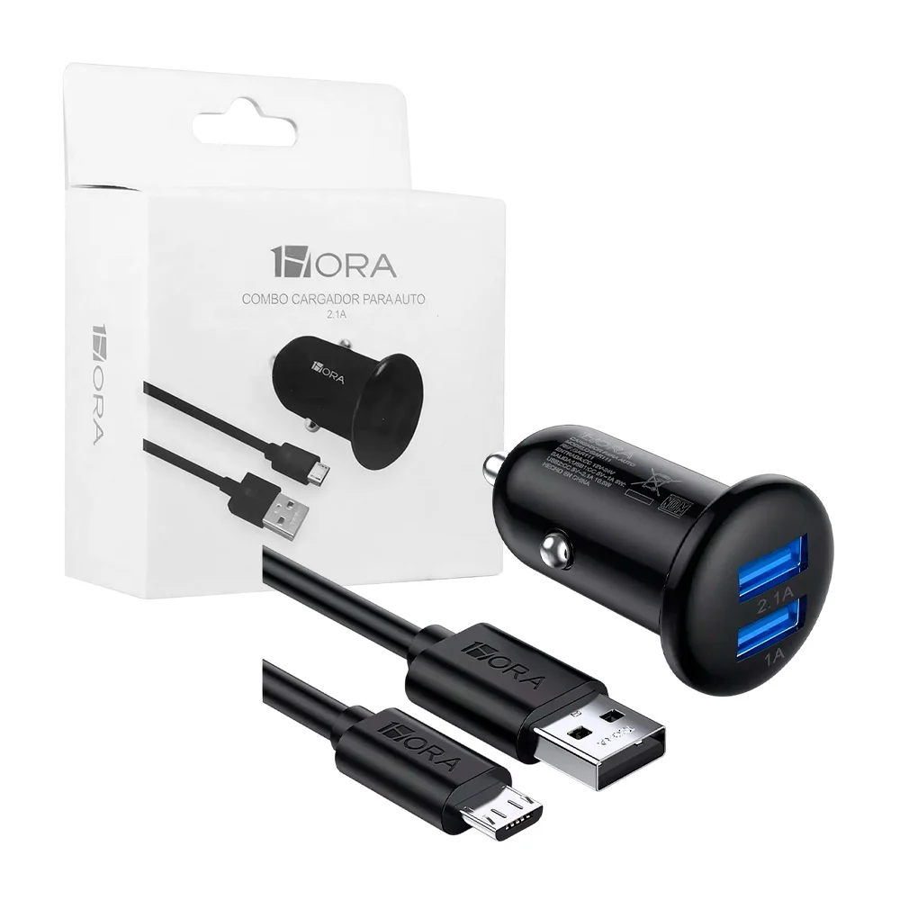 Combo cargador 1hora con plug 2 puertos usb y cable v8 para carga de …