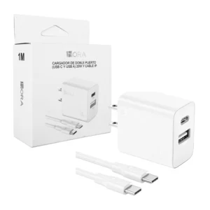 Combo cargador 1hora con cable lightning iphone y cubo con puerto usb…