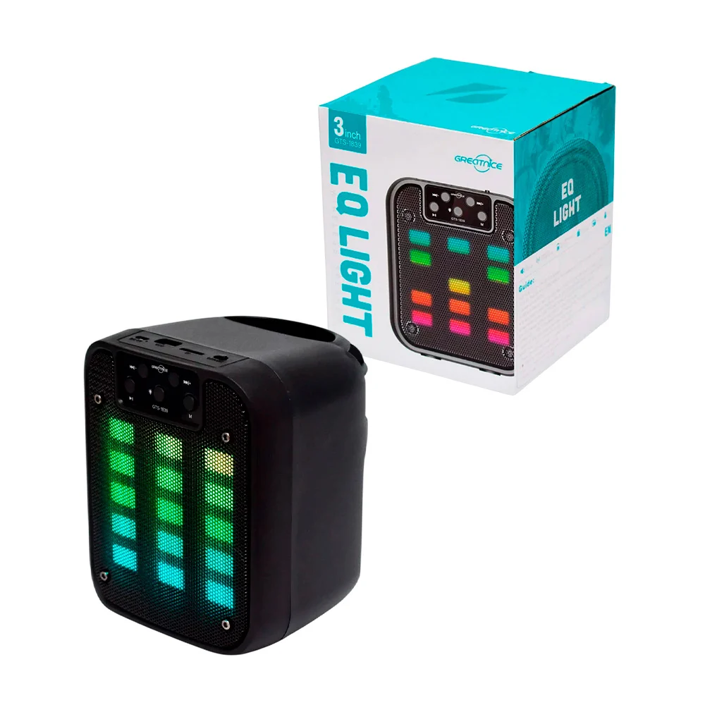 Bocina pequeña bluetooth greatnice 13.2 x 12.6 x 15.4cm con luces led…