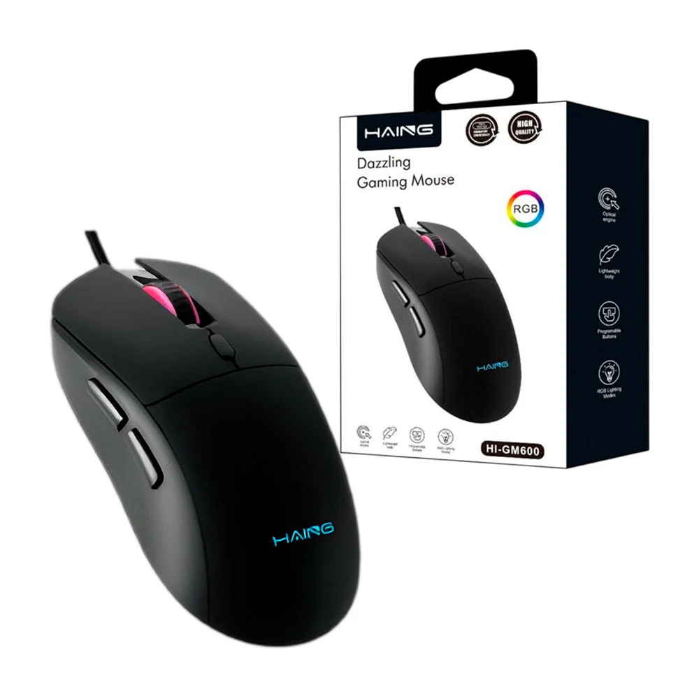 Mouse alámbrico gamer con luz rgb, multifuncional con diseño ergonómi…