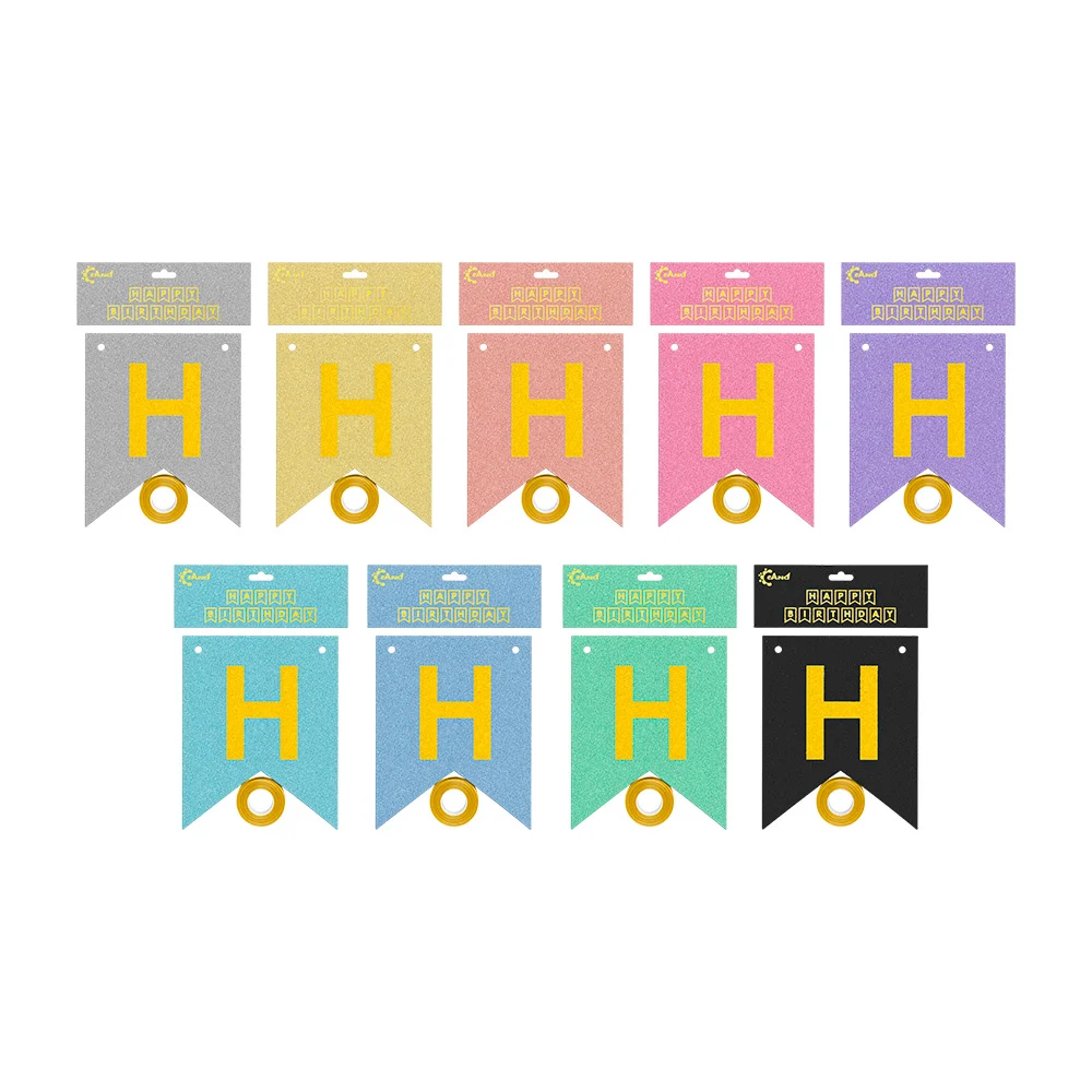 Banderín happy birthday con brillos hw-326