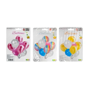 Paquete 8 pzas globo latex, variedad de colores hw-944