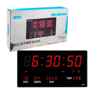 Reloj de pared digital con función de calendario, alarma y temperatur…