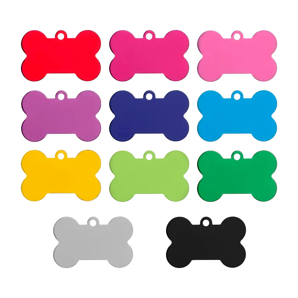Placa metálica para mascotas en forma de hueso, variedad de colores /…
