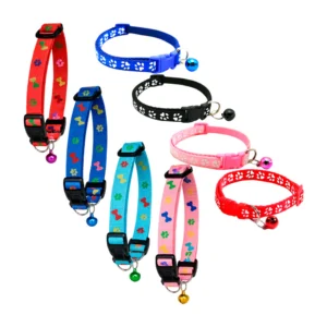 Collar de tela, con broche ajustable, para mascotas, con diseño huell…