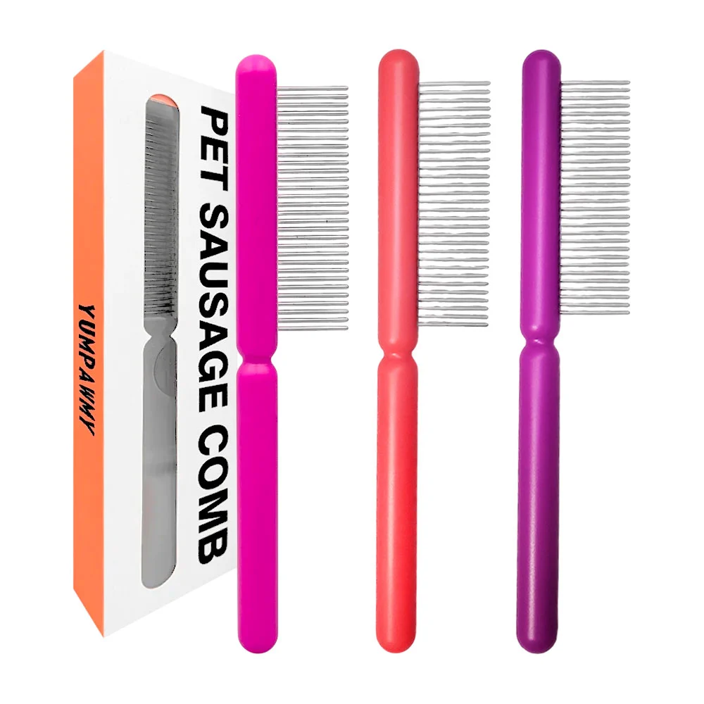 Cepillo tipo peine para mascota, con mango de plástico en forma de sa…