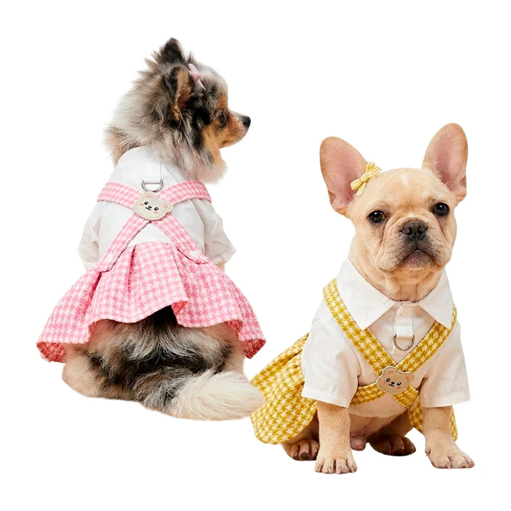 1pza Ropa para mascota tipo vestido overall con bordado de oso kawaii…