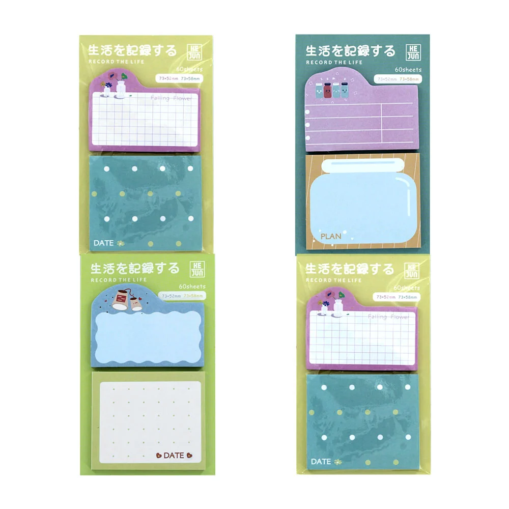 Blíster con 2 blocks de post-it 73x58mm, variedad de diseños / kj-c004