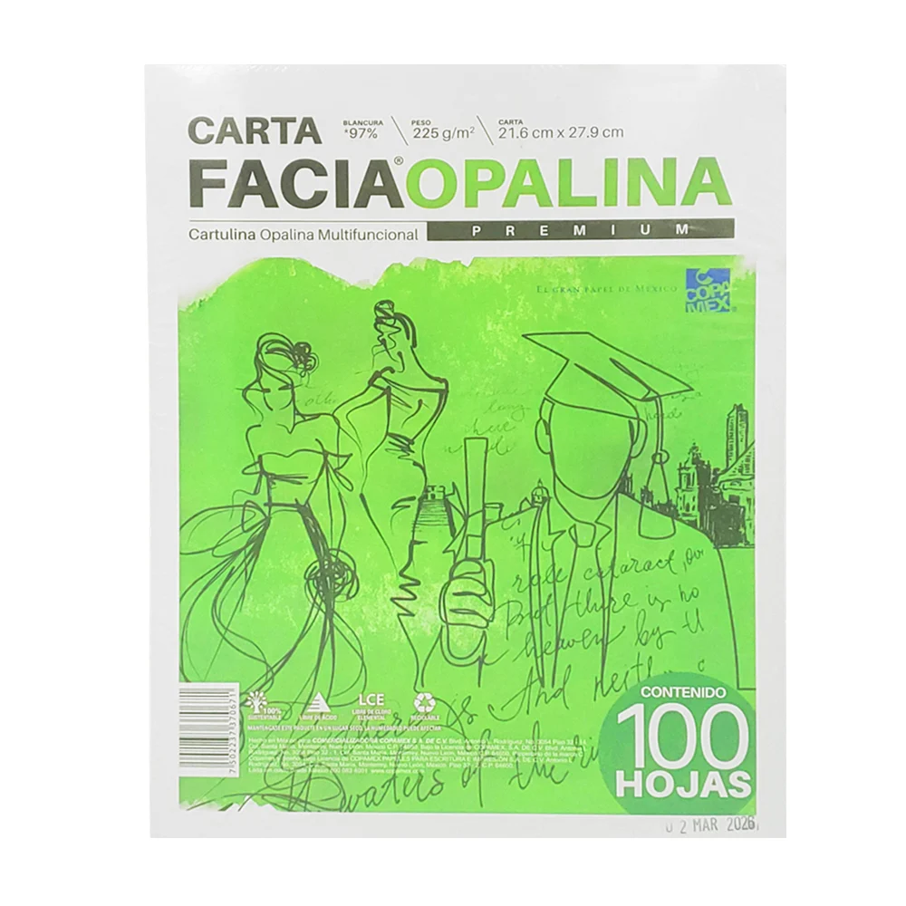 Paquete con 100 hojas blancas papel opalina multifuncional tamaño car…
