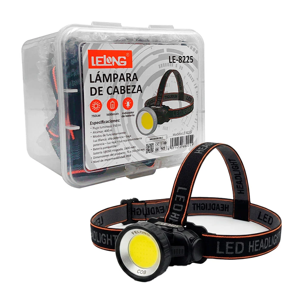 Lámpara tipo minero recargable con diferentes modos de luz + banda aj…